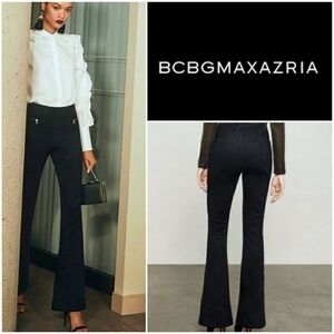 NEW! BCBGMAXAZRIA Black Faux Suede Bootcut Pants XS.